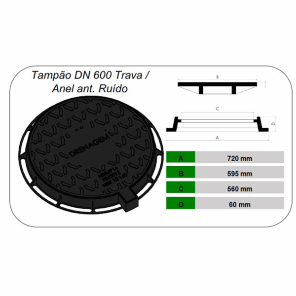 TAMPÃO DN 600 COM TRAVA ANEL RUÍDO - Image 2