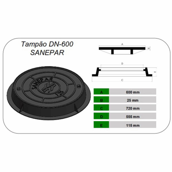 TAMPÃO DN 600 SANEPAR - Image 2
